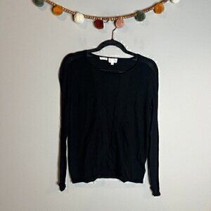 TSE Italian Yarn black mixed media cashmere sweater
